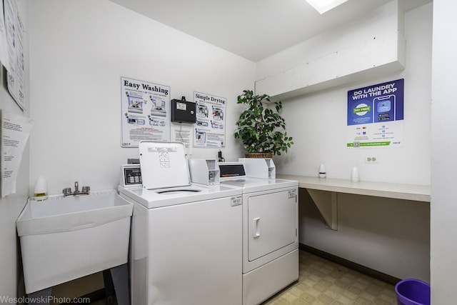 6430 W Belle Plaine Ave Unit 508, Chicago, IL 60634 - common laundry area with a sink, separate washer and dryer, and light floors