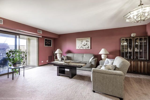6430 W Belle Plaine Ave Unit 508, Chicago, IL 60634 - carpeted living area with a notable chandelier and visible vents