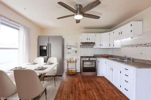16224 Kedzie Ave, Markham, IL 60428 - kitchen featuring appliances with stainless steel finishes, under cabinet range hood, and white cabinetry