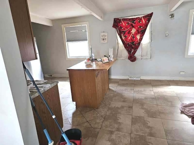 2301 Hermon Ave, Zion, IL 60099 - tiled office featuring visible vents, baseboards, and beamed ceiling