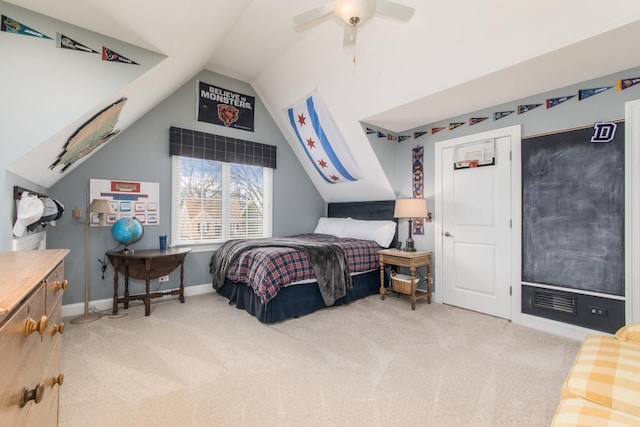 4529 Washington St, Downers Grove, IL 60515 - carpeted bedroom featuring ceiling fan, baseboards, and lofted ceiling
