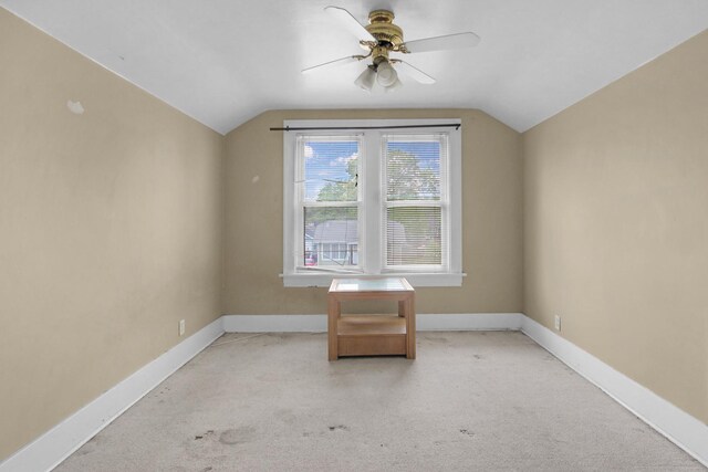 18241 Roy St, Lansing, IL 60438 - additional living space with lofted ceiling, ceiling fan, carpet, and baseboards