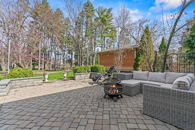 522 Superior St, Vernon Hills, IL 60061 - view of patio with an outdoor living space with a fire pit
