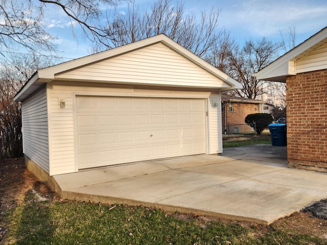 view of detached garage