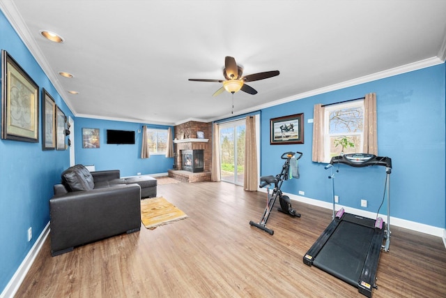472 Lakewood Blvd, Park Forest, IL 60466 - workout room with baseboards, crown molding, and wood finished floors