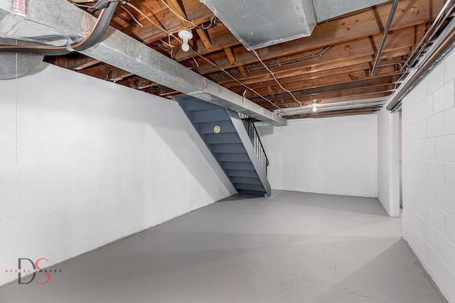 unfinished below grade area with stairs
