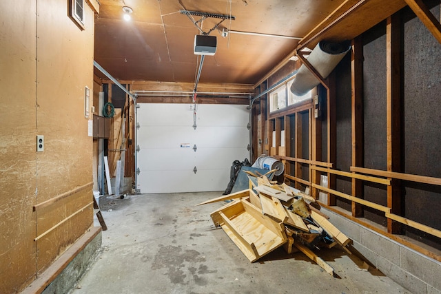 garage with a garage door opener