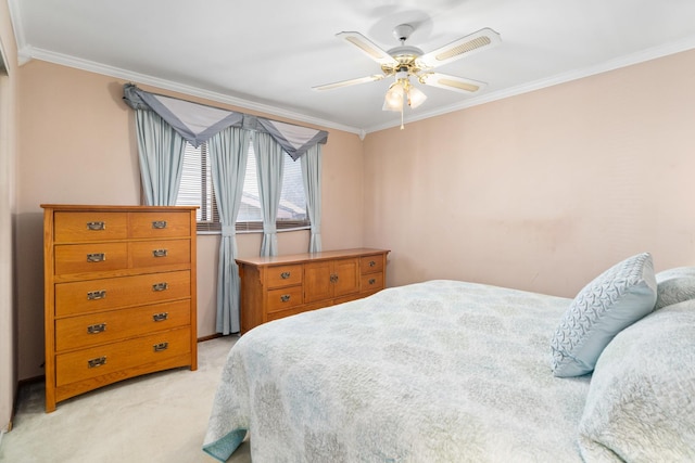 8900 W 169th Pl, Orland Hills, IL 60487 - bedroom with crown molding, light carpet, and ceiling fan