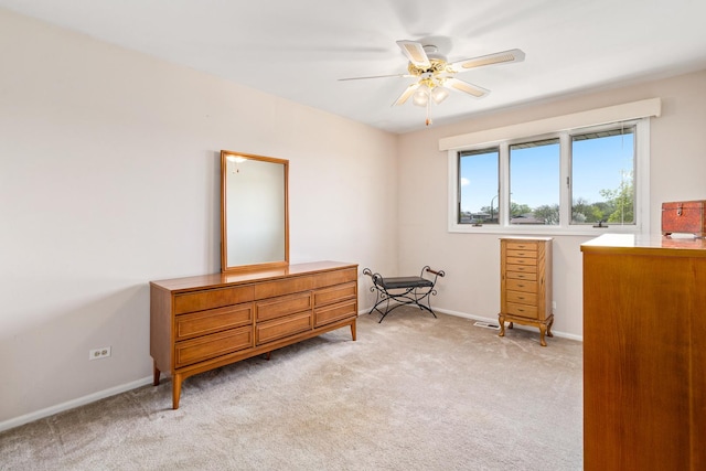 8900 W 169th Pl, Orland Hills, IL 60487 - bedroom with light colored carpet, baseboards, and ceiling fan