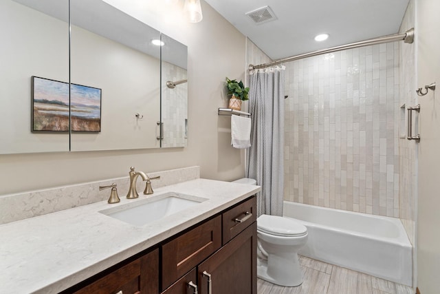 8900 W 169th Pl, Orland Hills, IL 60487 - bathroom with vanity, shower / bath combo, toilet, and recessed lighting