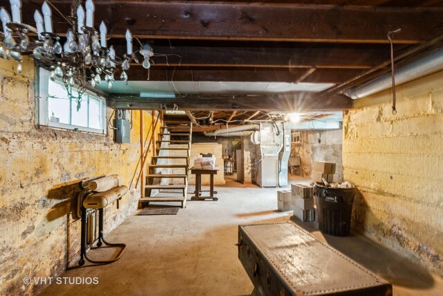 940 W Main St, Saint Charles, IL 60174 - below grade area featuring stairway and heating unit