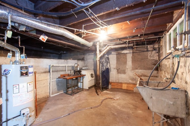 940 W Main St, Saint Charles, IL 60174 - unfinished basement featuring washer / clothes dryer and gas water heater