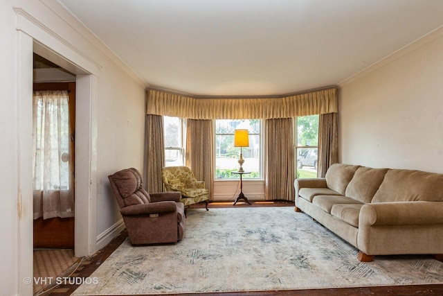 940 W Main St, Saint Charles, IL 60174 - living room with ornamental molding, wood finished floors, plenty of natural light, and baseboards