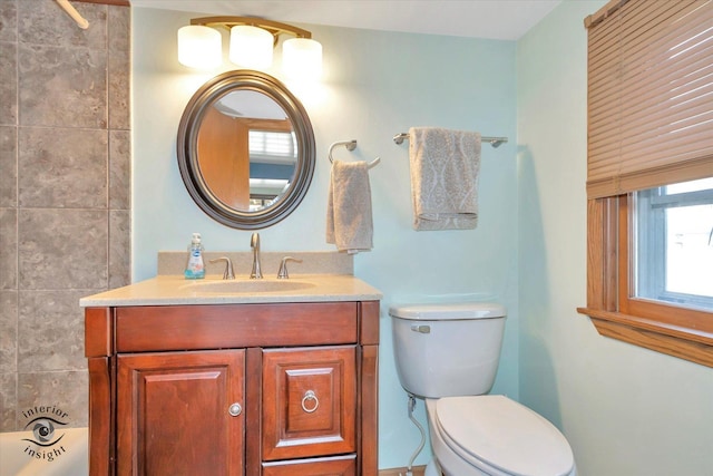 bathroom with toilet and vanity