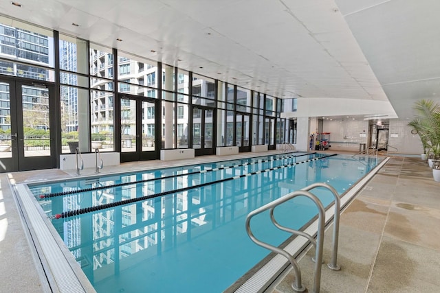 pool featuring french doors