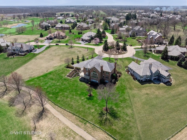 birds eye view of property with a residential view
