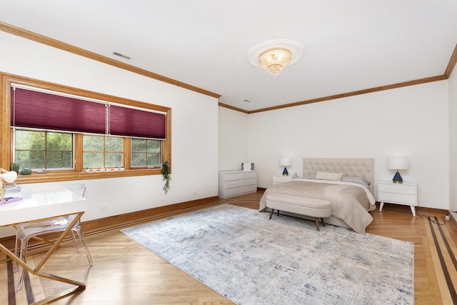 1020 Evergreen Dr, Lake Forest, IL 60045 - bedroom with baseboards, wood finished floors, and ornamental molding