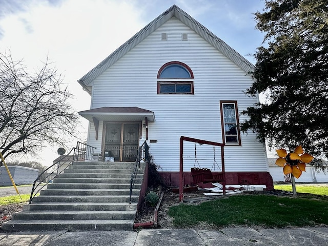 269 Chicago St, Dewitt, IL 61735 - view of front of house with covered porch and stairway
