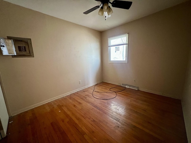 1101 N Coler Ave, Urbana, IL 61801 - empty room featuring light wood finished floors, ceiling fan, and baseboards