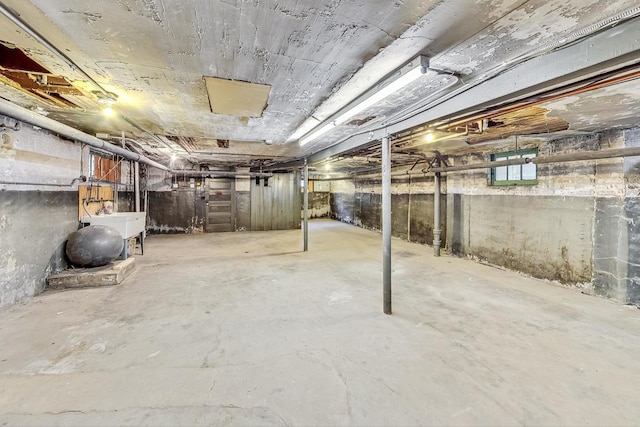 view of unfinished basement
