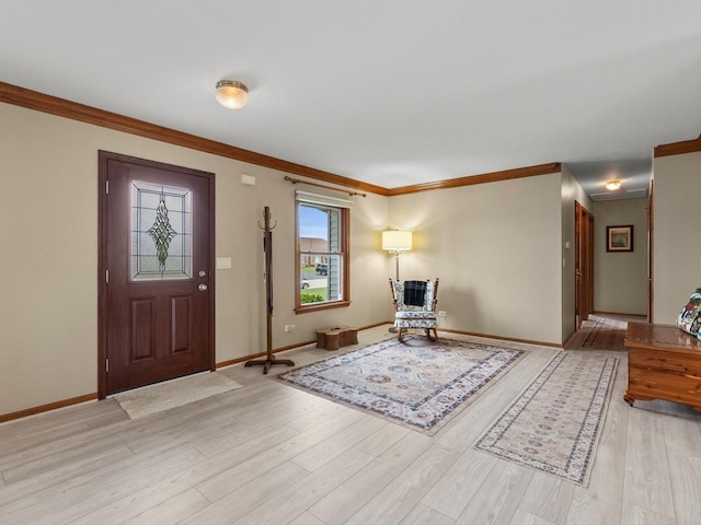 3721 Bunker Hill Dr, Algonquin, IL 60102 - entryway featuring crown molding, light wood-style flooring, and baseboards