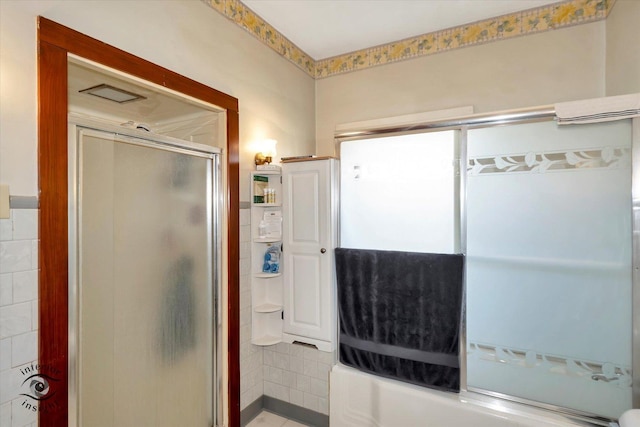 bathroom featuring a shower stall
