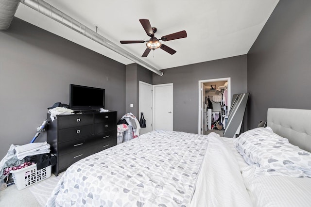 1070 W 15th St Unit 403, Chicago, IL 60608 - bedroom with carpet flooring, a closet, ceiling fan, and a spacious closet