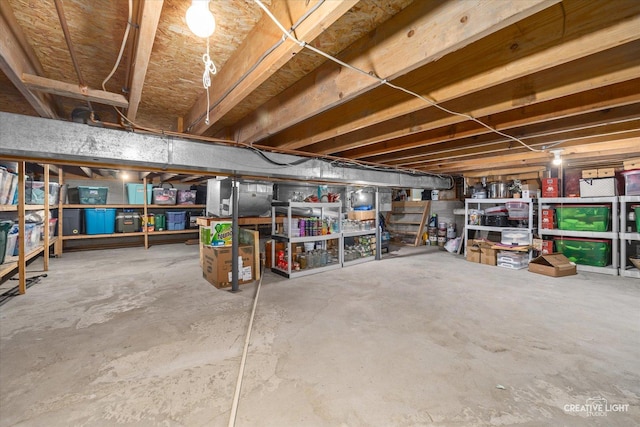 view of unfinished basement