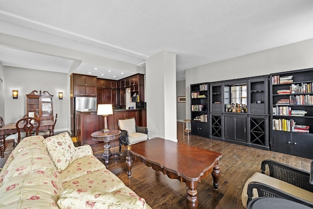 living area with dark wood-type flooring