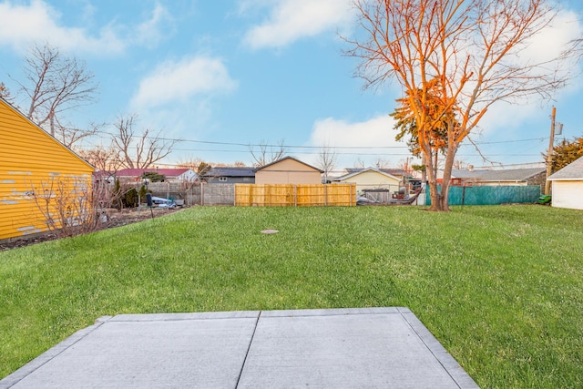 view of yard featuring a fenced backyard and a patio