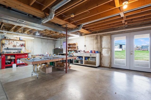 2956 Welland Rd, Earlville, IL 60518 - below grade area with french doors and a workshop area