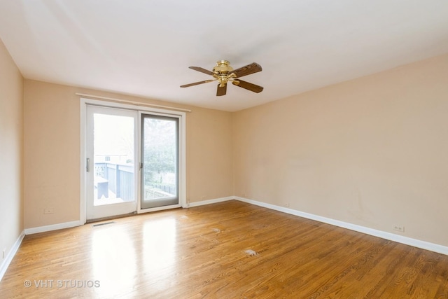 349 Ridge Rd, Kenilworth, IL 60043 - empty room with light wood-style floors, visible vents, baseboards, and a ceiling fan
