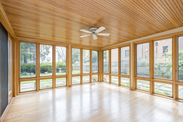 349 Ridge Rd, Kenilworth, IL 60043 - unfurnished sunroom featuring visible vents, wood ceiling, and wood finished floors