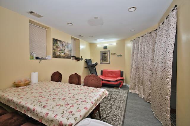 6237 N Mozart St, Chicago, IL 60659 - dining space with visible vents, recessed lighting, and carpet floors