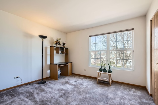 interior space featuring carpet flooring, baseboards, and a wealth of natural light