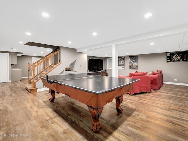 2 Stirrup Cup Ct, Saint Charles, IL 60174 - game room with baseboards, light wood-type flooring, billiards, and recessed lighting
