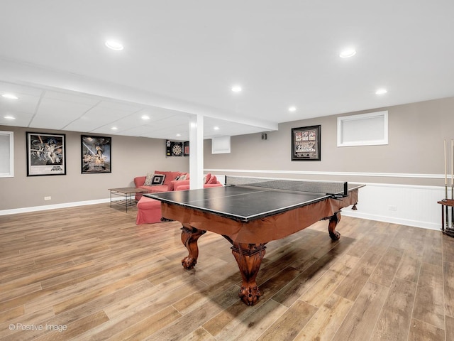 2 Stirrup Cup Ct, Saint Charles, IL 60174 - game room featuring light wood-type flooring, recessed lighting, and wainscoting