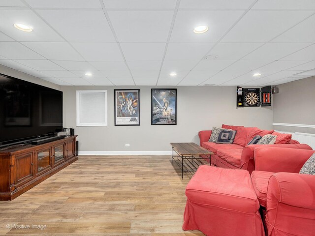 2 Stirrup Cup Ct, Saint Charles, IL 60174 - living area featuring wood finished floors, baseboards, a drop ceiling, and recessed lighting
