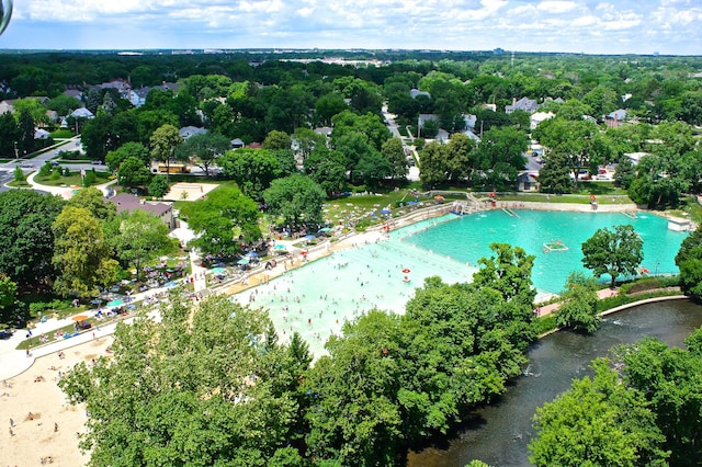 1583 Pine Lake Dr, Naperville, IL 60564 - aerial view of property's location featuring a pool and a tree filled landscape
