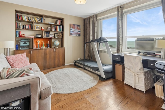 3180 N Lake Shore Dr Unit 15A, Chicago, IL 60657 - office area featuring cooling unit and wood finished floors