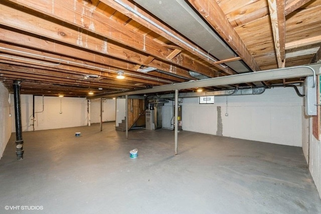 view of unfinished basement