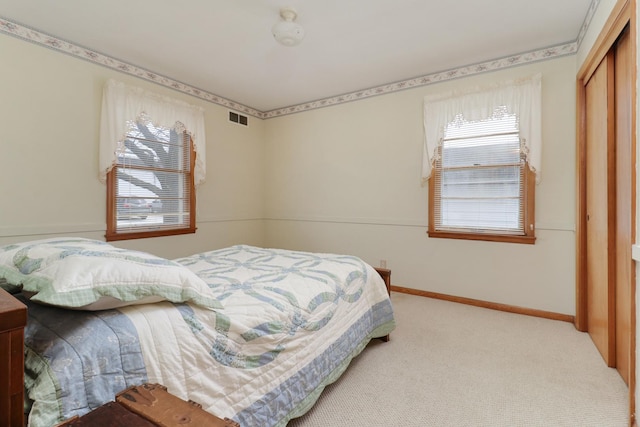 108 N Chatham St, Danvers, IL 61732 - carpeted bedroom with baseboards, visible vents, and a closet