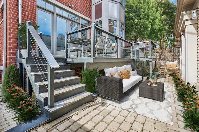 2735 N Dayton St, Chicago, IL 60614 - view of patio featuring stairs and an outdoor hangout area