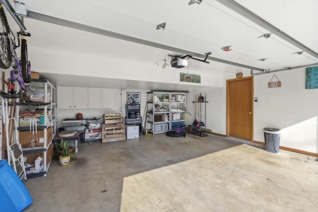 garage with a garage door opener