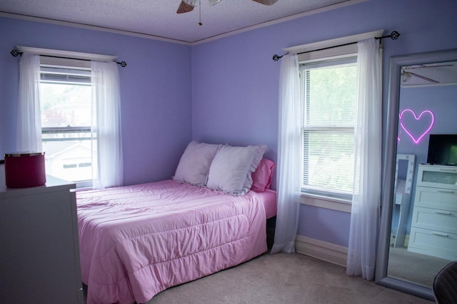 447 S State St, Monticello, IL 61856 - bedroom featuring carpet floors, multiple windows, and a textured ceiling