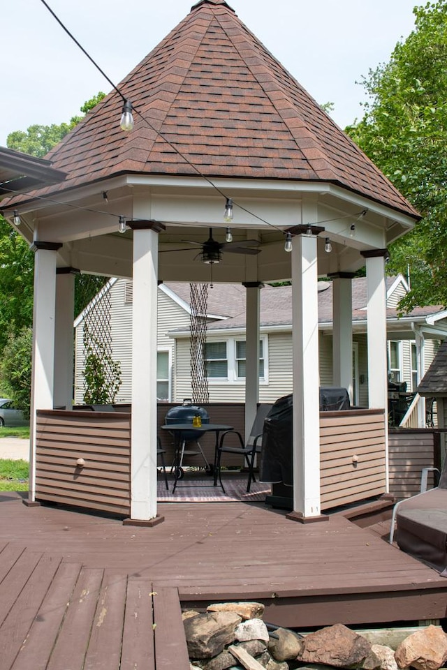 447 S State St, Monticello, IL 61856 - wooden terrace featuring a gazebo