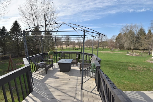 deck featuring a yard