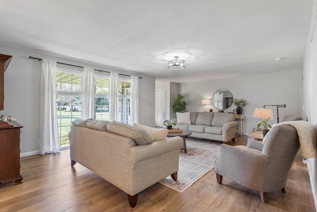 15 Wood Ln, Monticello, IL 61856 - living room with baseboards, wood finished floors, and a textured ceiling