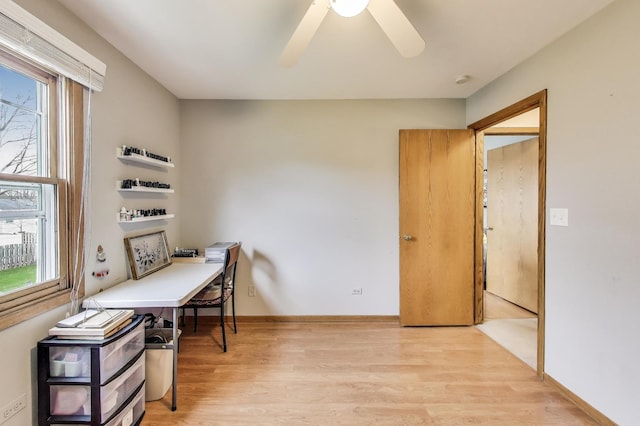 367 Quist Ct, Grayslake, IL 60030 - office with light wood-type flooring, baseboards, and ceiling fan