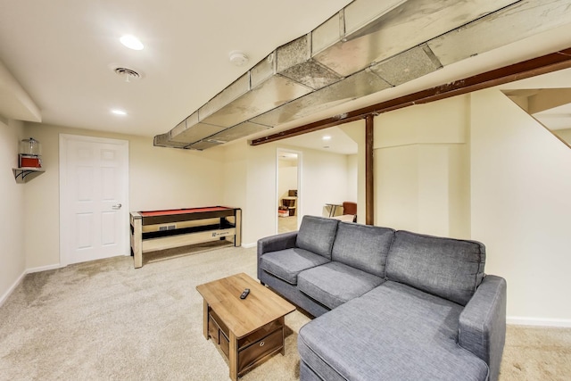 367 Quist Ct, Grayslake, IL 60030 - carpeted living room featuring baseboards, visible vents, and recessed lighting